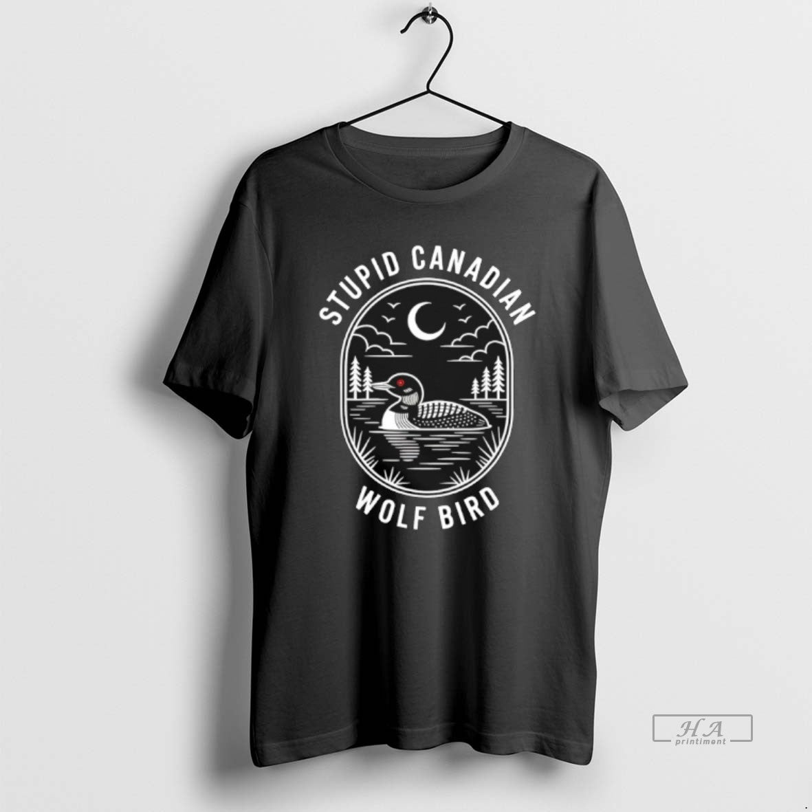 Official Stupid Canadian Wolf Bird Loon Hockey Wildlife T-Shirts, Hoodie, Sweatshirt | ZylaModa.com