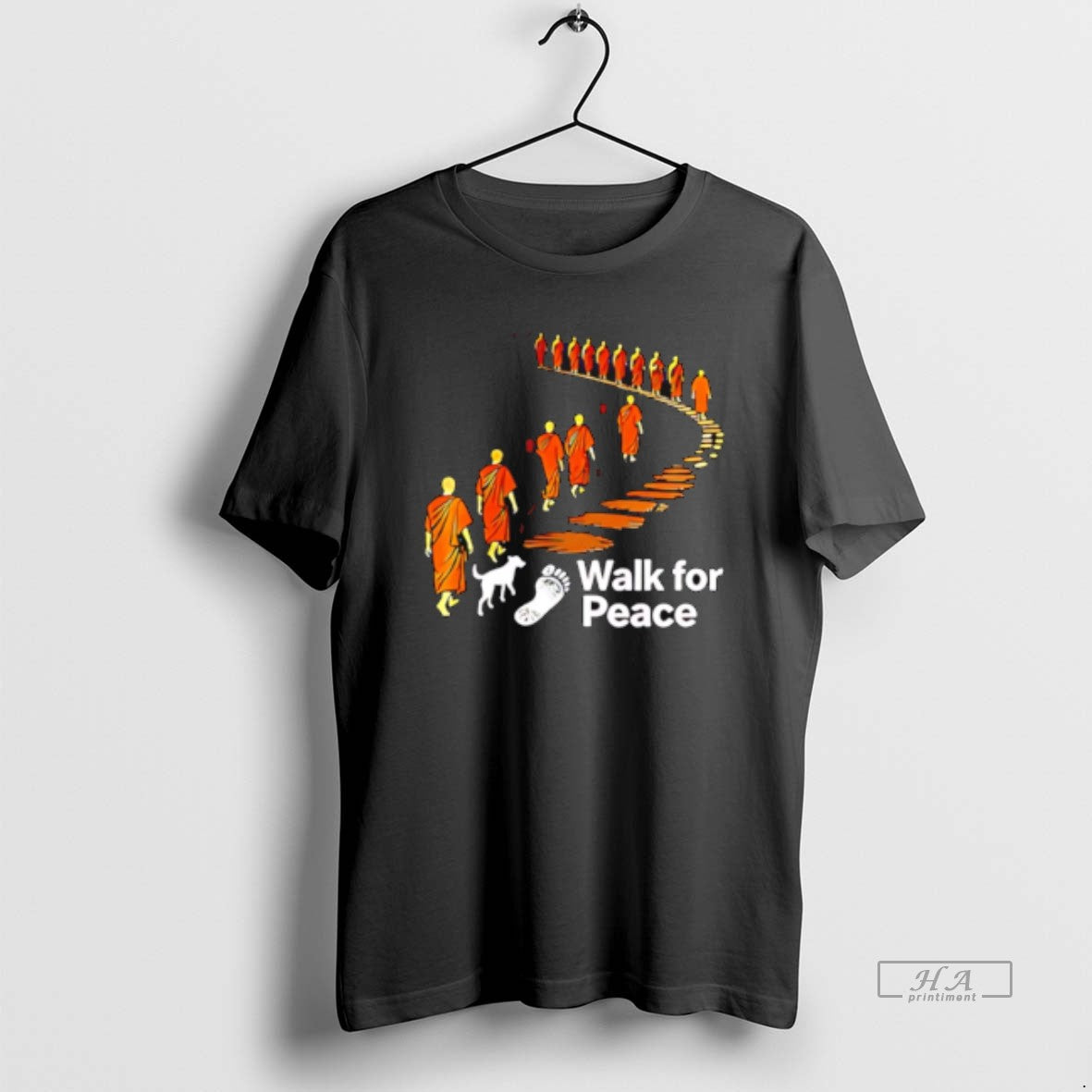 Official Walk For Peace Graphic Of Monks And Dog T-Shirts, Hoodie, Sweatshirt | ZylaModa.com