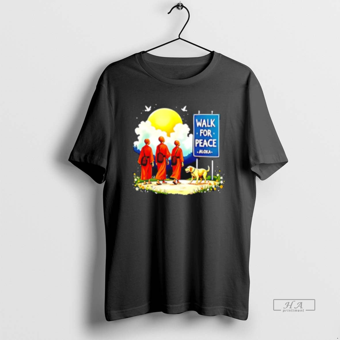 Official Walk For Peace Like Monks And Aloka Dog Sun And Sign T-Shirts, Hoodie, Sweatshirt | ZylaModa.com