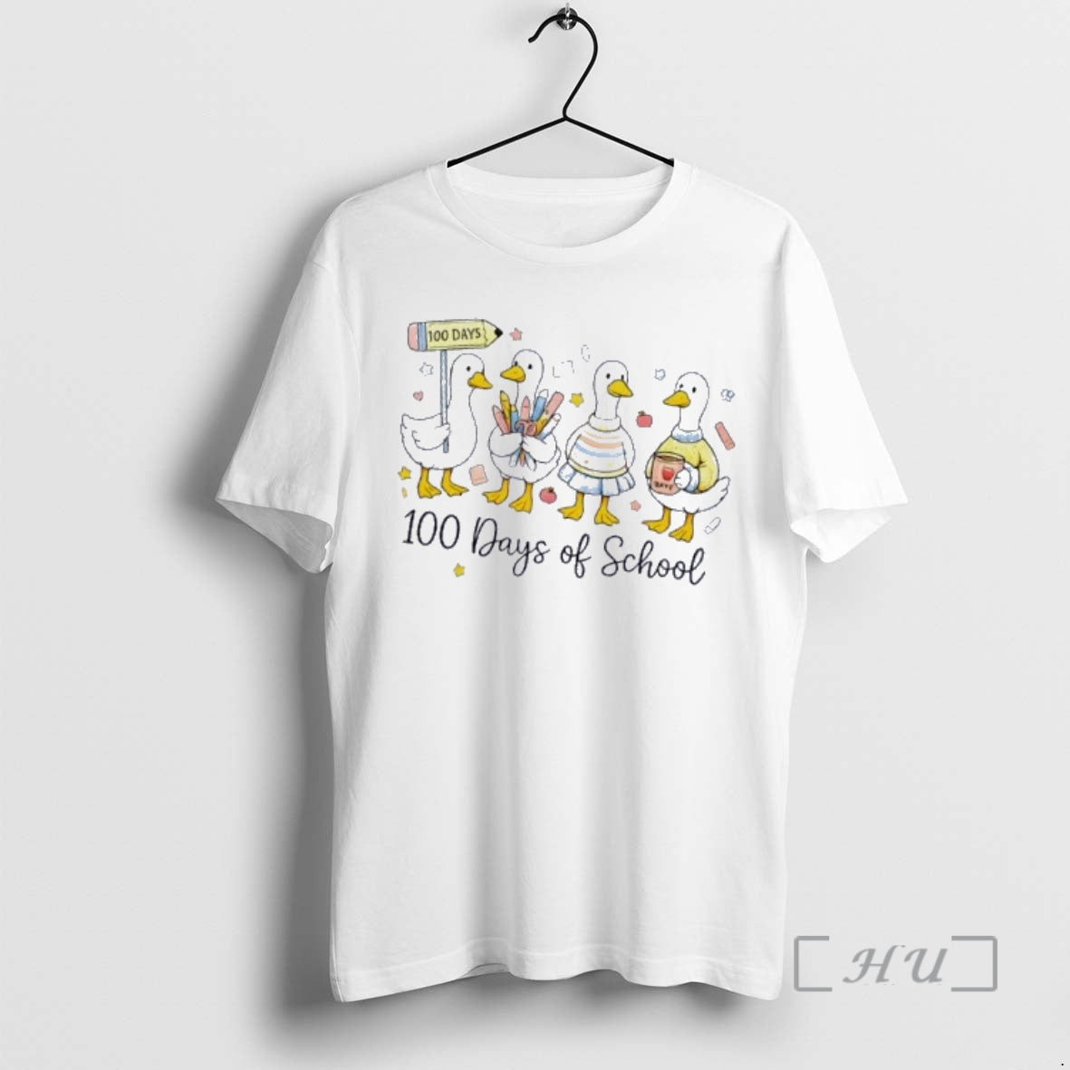 Officials 100 Days Of School Ducks Cute Goose Teacher 100th Day Premium T Shirts Sweater Hoodie, Sweatshirt | ZylaModa.com