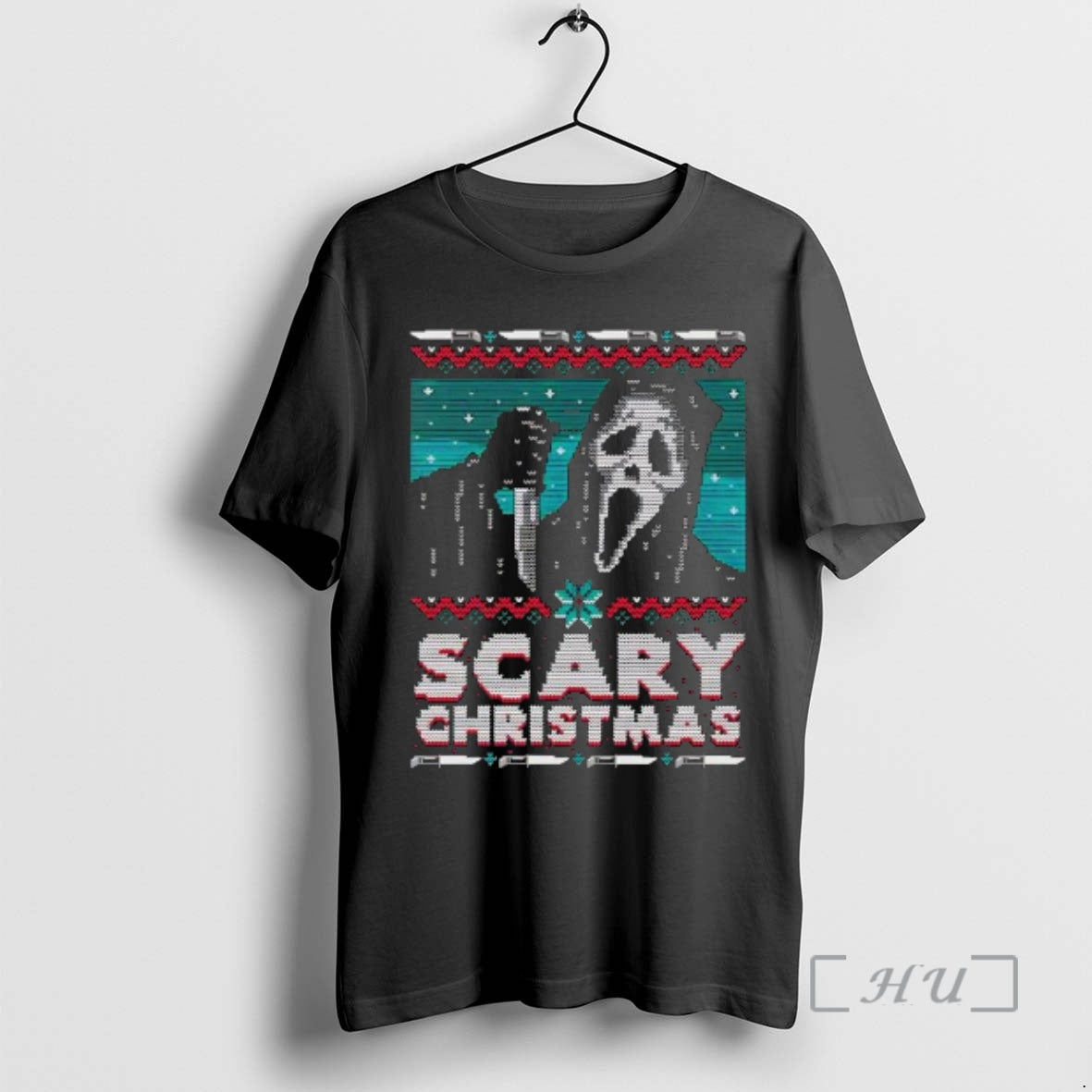 Officials Ghostface Holding Knife Scary Ugly Christmas T-Shirts, Hoodie, Sweatshirt | ZylaModa.com