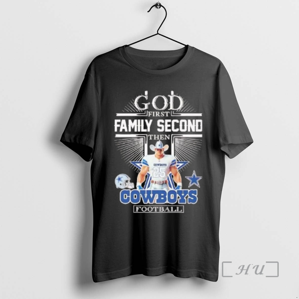 Officials God First Family Second Then Dallas Cowboys Football Mascot T-Shirts, Hoodie, Sweatshirt | ZylaModa.com