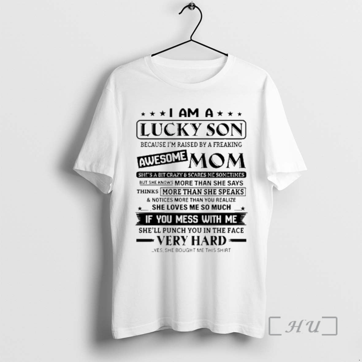 Officials I Am A Lucky Son Because Im Raised By A Freaking Awesome Mom Premium T-Shirts, Hoodie, Sweatshirt | ZylaModa.com