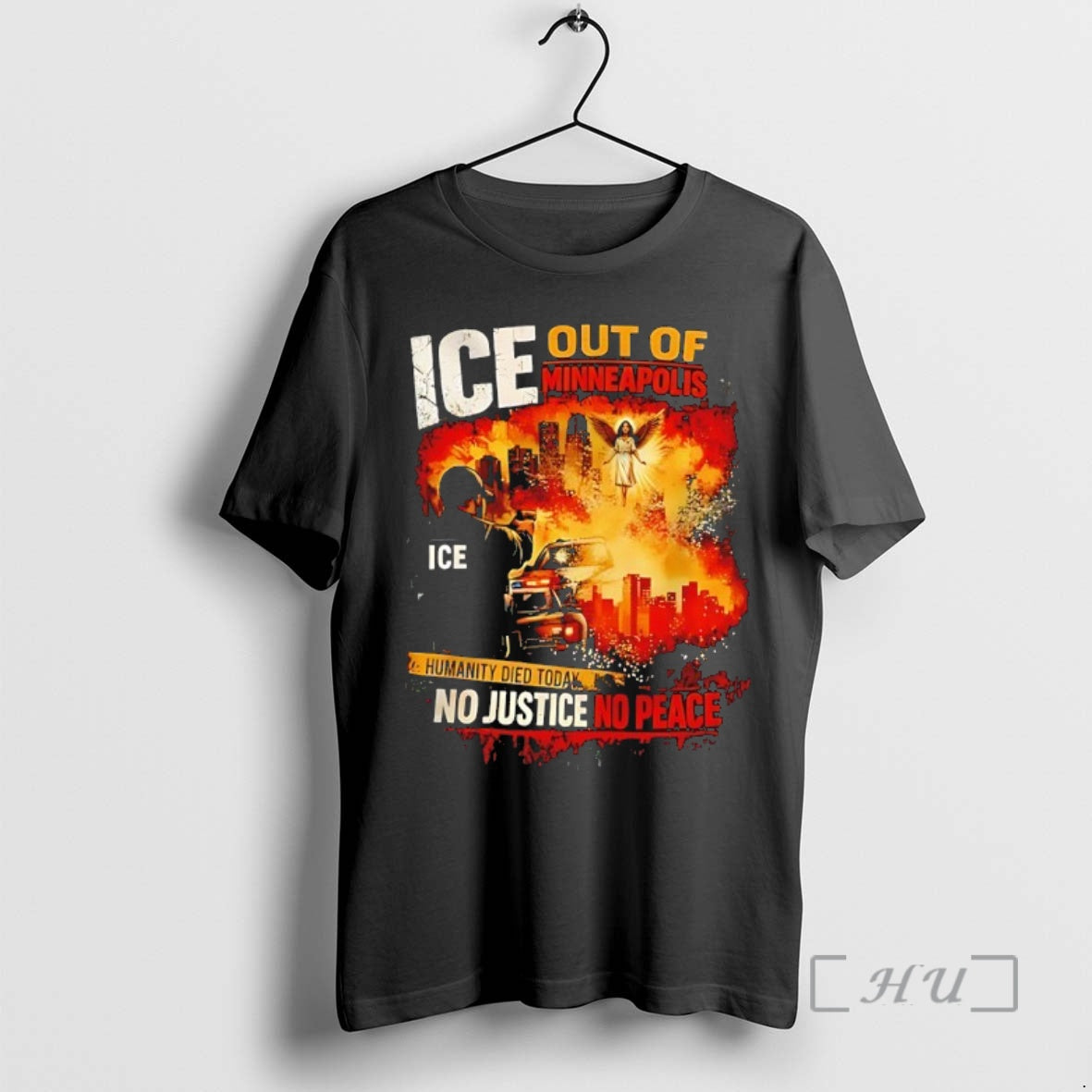 Officials Ice Out Of Minneapolis Humanity Died Today No Justice No Peace Premium T Shirts Hoodie, Sweatshirt | ZylaModa.com