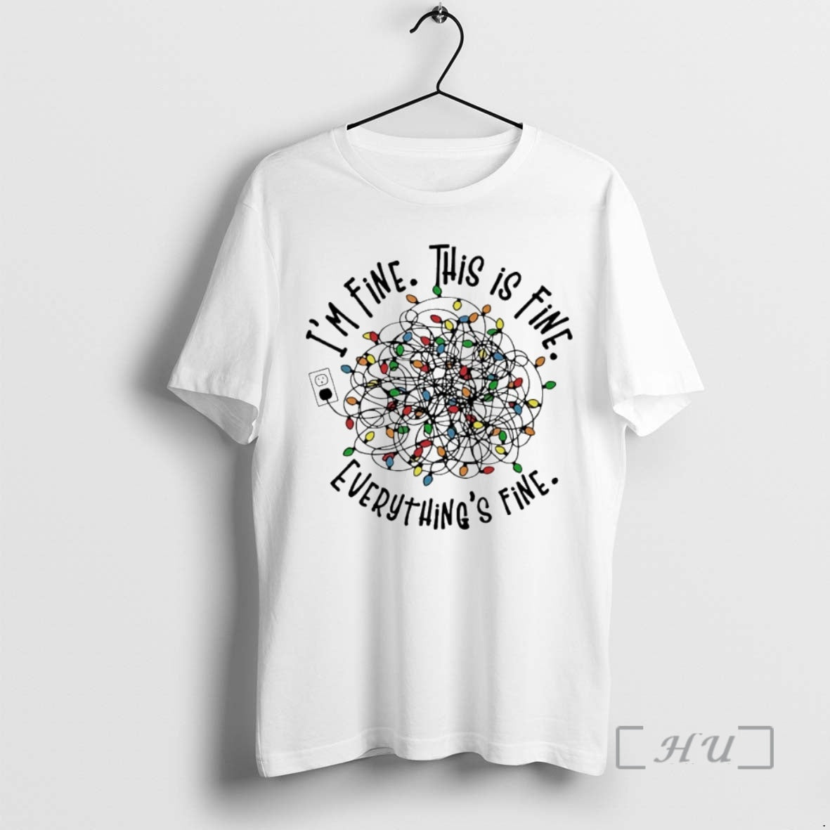 Officials Im Fine This Is Fine Everything Is Fine Christmas Lights Circle Premium T Shirts Hoodie, Sweatshirt | ZylaModa.com
