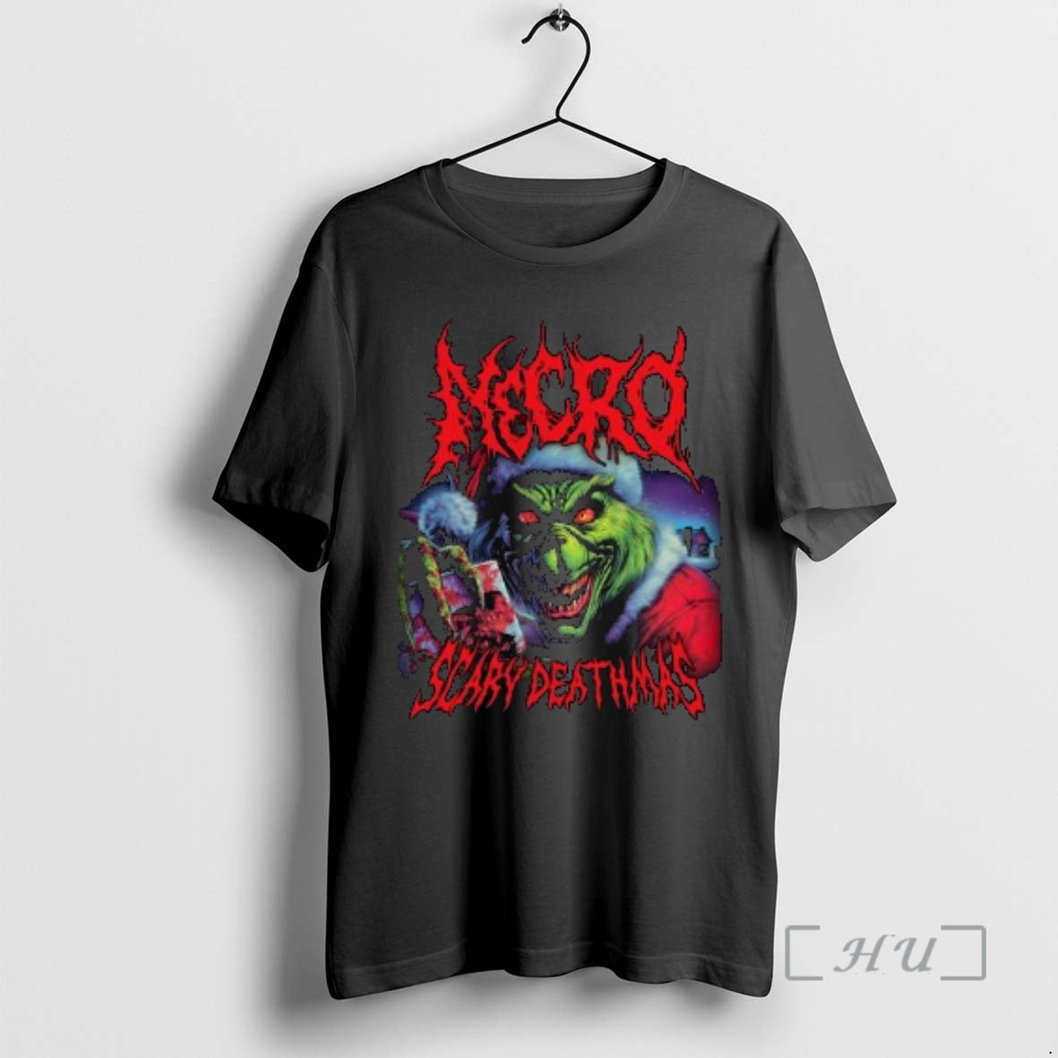 Officials Necro Grinch Scary Deathmas Circle Black T-Shirts, Hoodie, Sweatshirt | ZylaModa.com