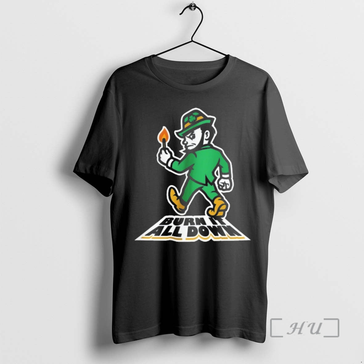 Officials Notre Dame Fighting Irish Burn It All Down Mascot T-Shirts, Hoodie, Sweatshirt | ZylaModa.com