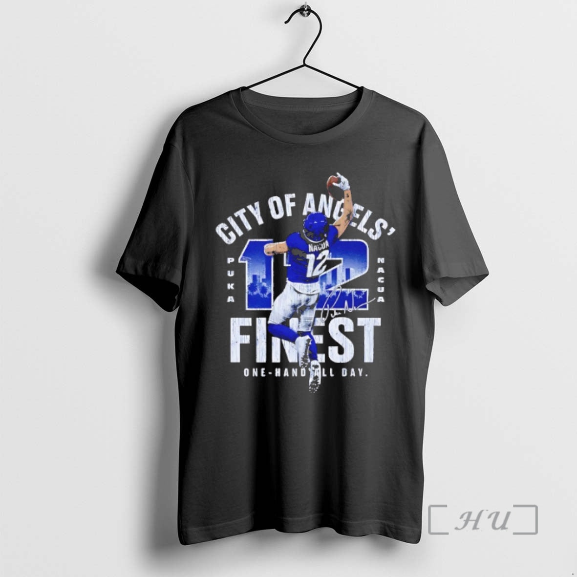 Officials Rams Puka Nacua City Of Angels Finest One Handed Grab Signature Premium T Shirts Hoodie, Sweatshirt | ZylaModa.com