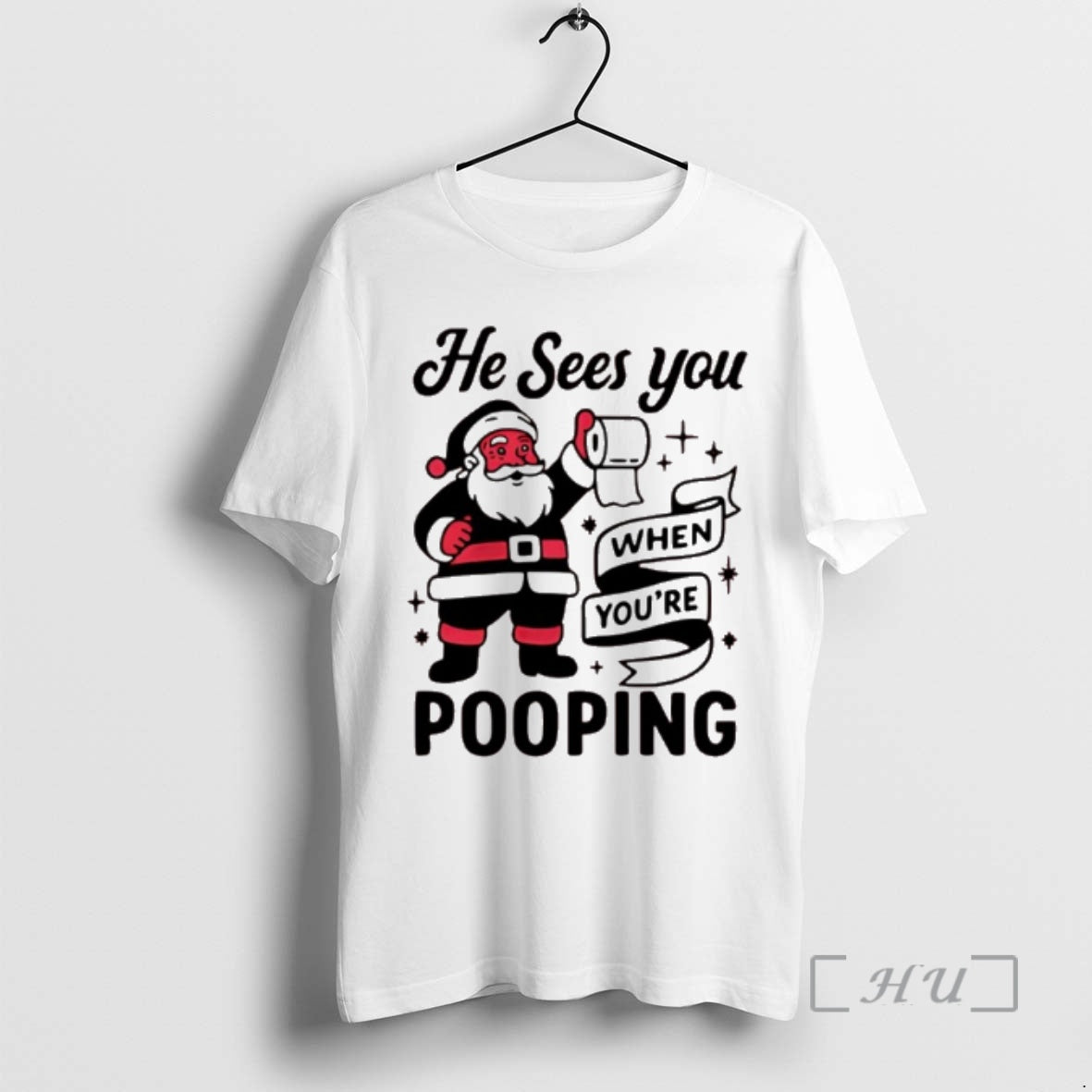 Officials Santa Claus He Sees You When Youre Pooping Christmas T-Shirts, Hoodie, Sweatshirt | ZylaModa.com