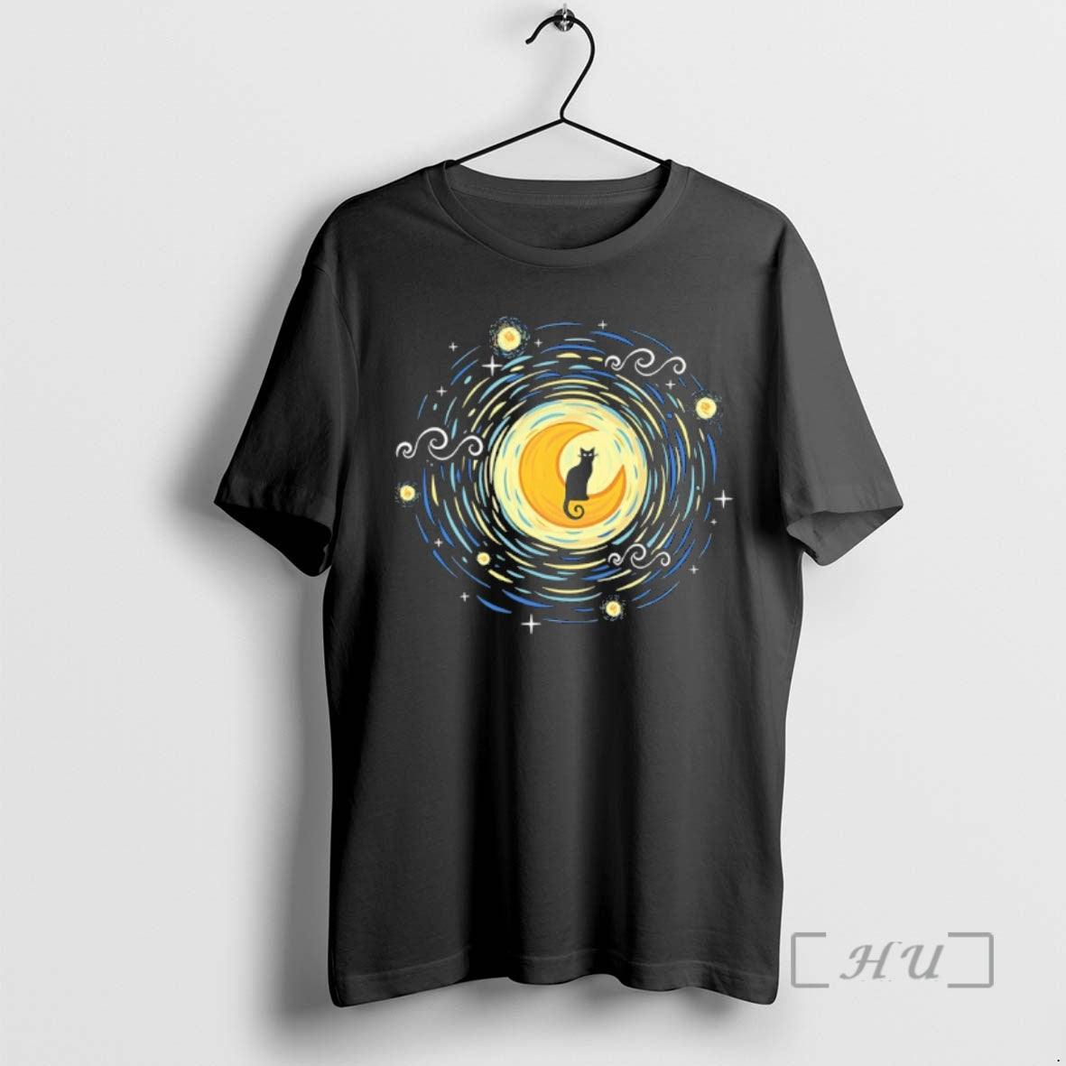 Officials Starry Moon Cat Art T-Shirts, Hoodie, Sweatshirt | ZylaModa.com