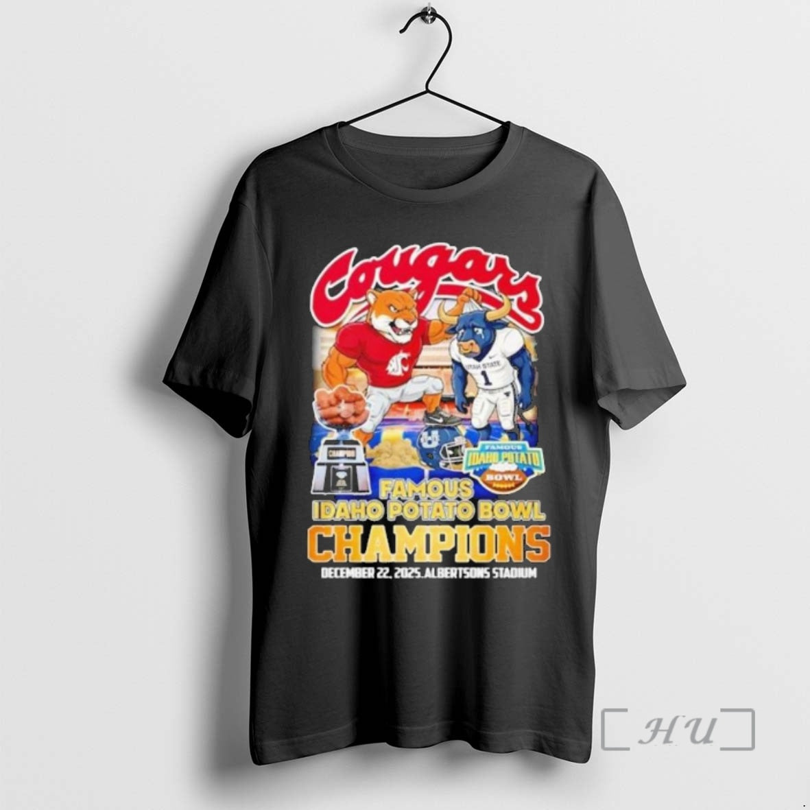 Officials Washington State Cougars Cfp Famous Idaho Potato Bowl Champions 2025 Mascot Premium T Shirts Hoodie, Sweatshirt