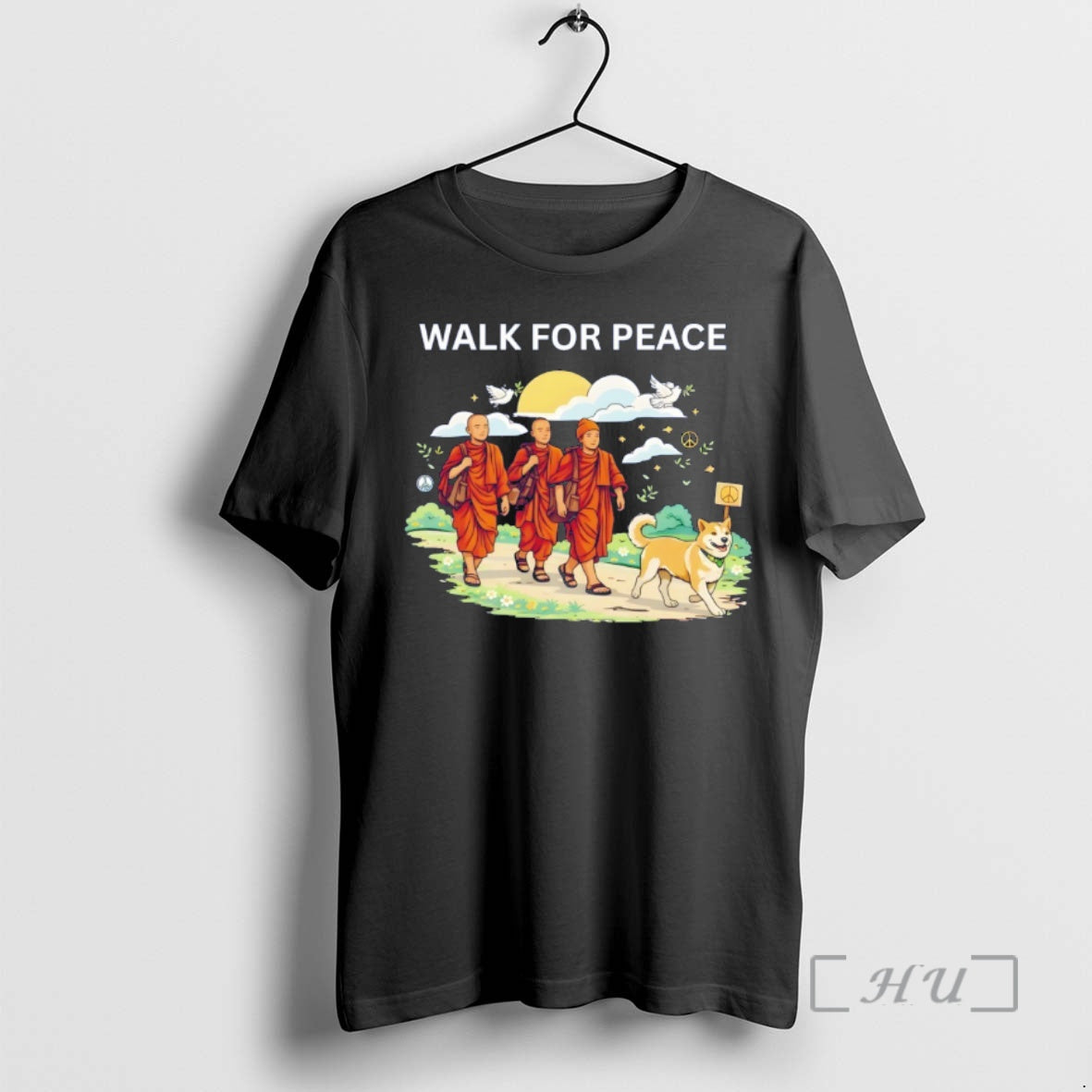Officials Zen Monk Art With Dog Calm Mindfulness Walk For Peace Premium T Shirts Sweater Hoodie, Sweatshirt | ZylaModa.com