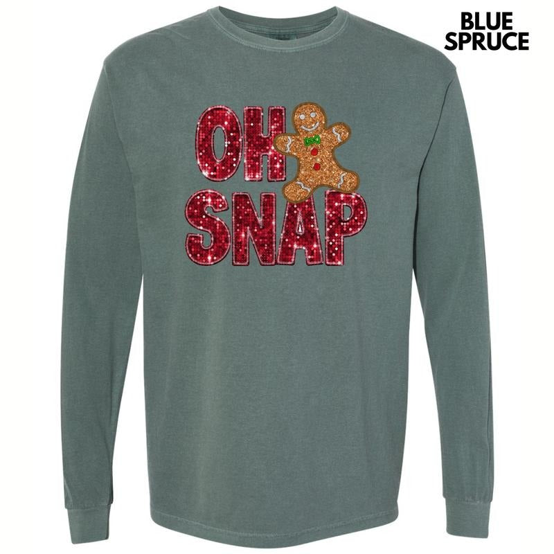 Oh Snap FAKE Sequins Long Sleeve Comfort Colors T-Shirt Hoodie, Sweatshirt | ZylaModa.com