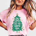 Oh come let us adore him tree Women's Oversized Christmas Shirt - Festive Printed Design