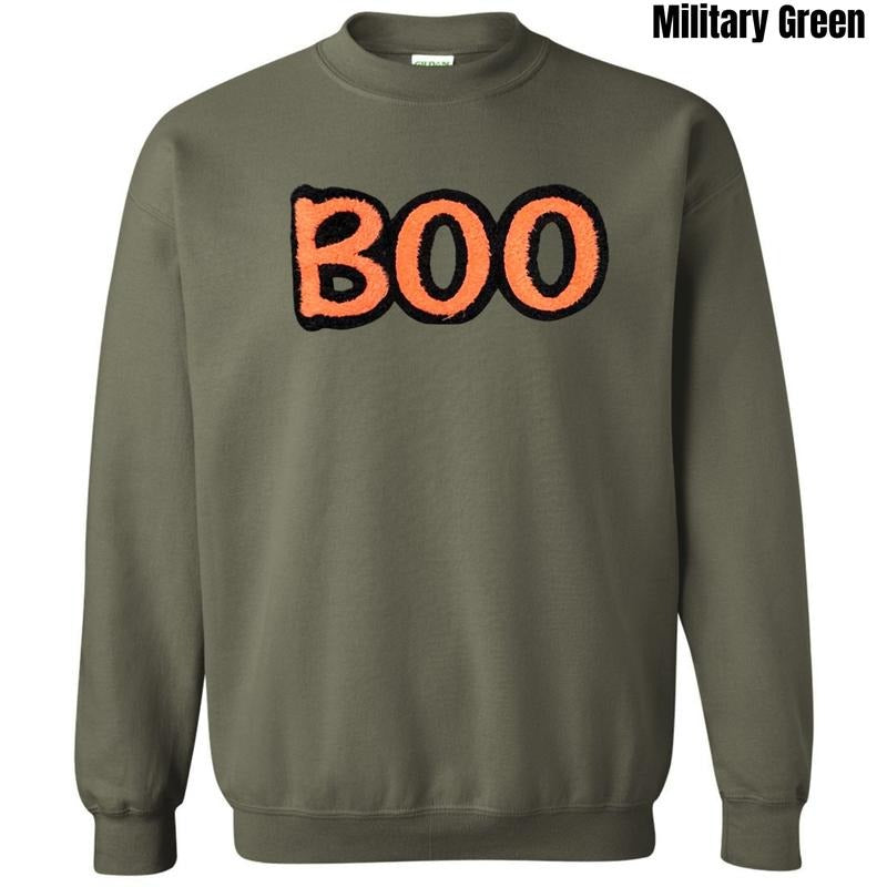 Orange & Black BOO Fluffy Patch Sweatshirt T-Shirts, Hoodie | ZylaModa.com