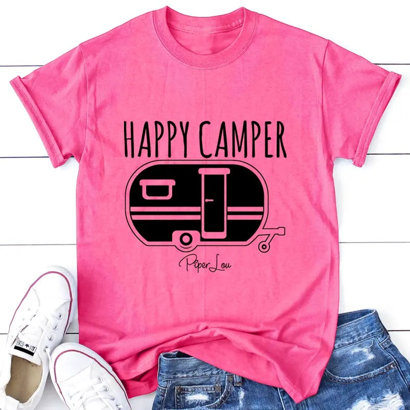 Happy Camper RV Apparel, Printed In The USA, Tee / Tank / V Neck Gray / White / Blue / Hot Pink / Orange, #sassy #cute...