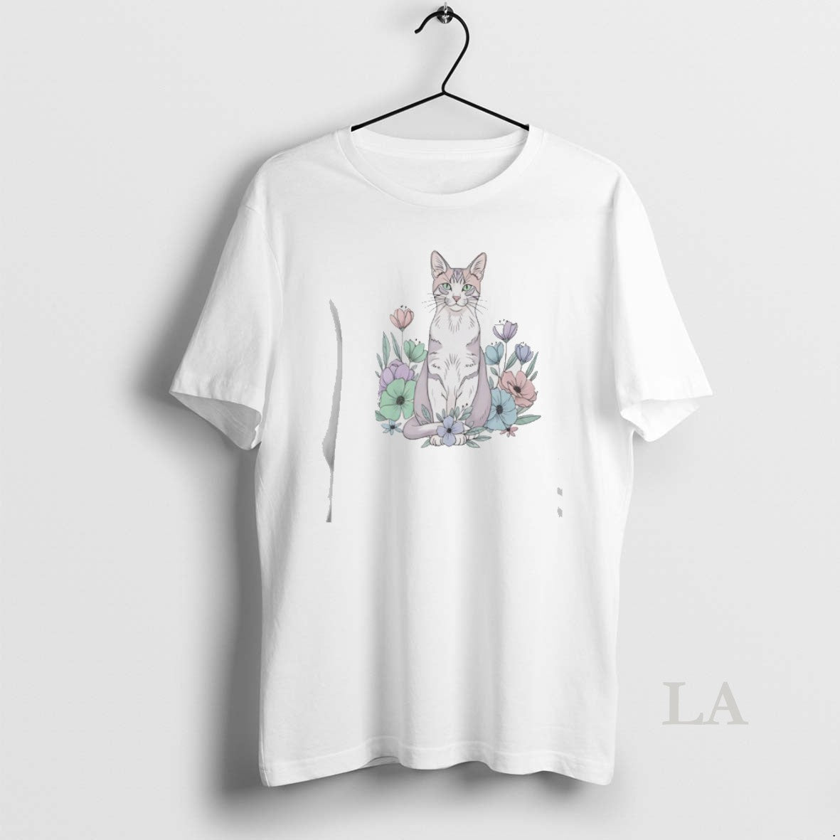 Original Cute Sitting Cat In Floral Garden Watercolor T-Shirts, Hoodie, Sweatshirt | ZylaModa.com
