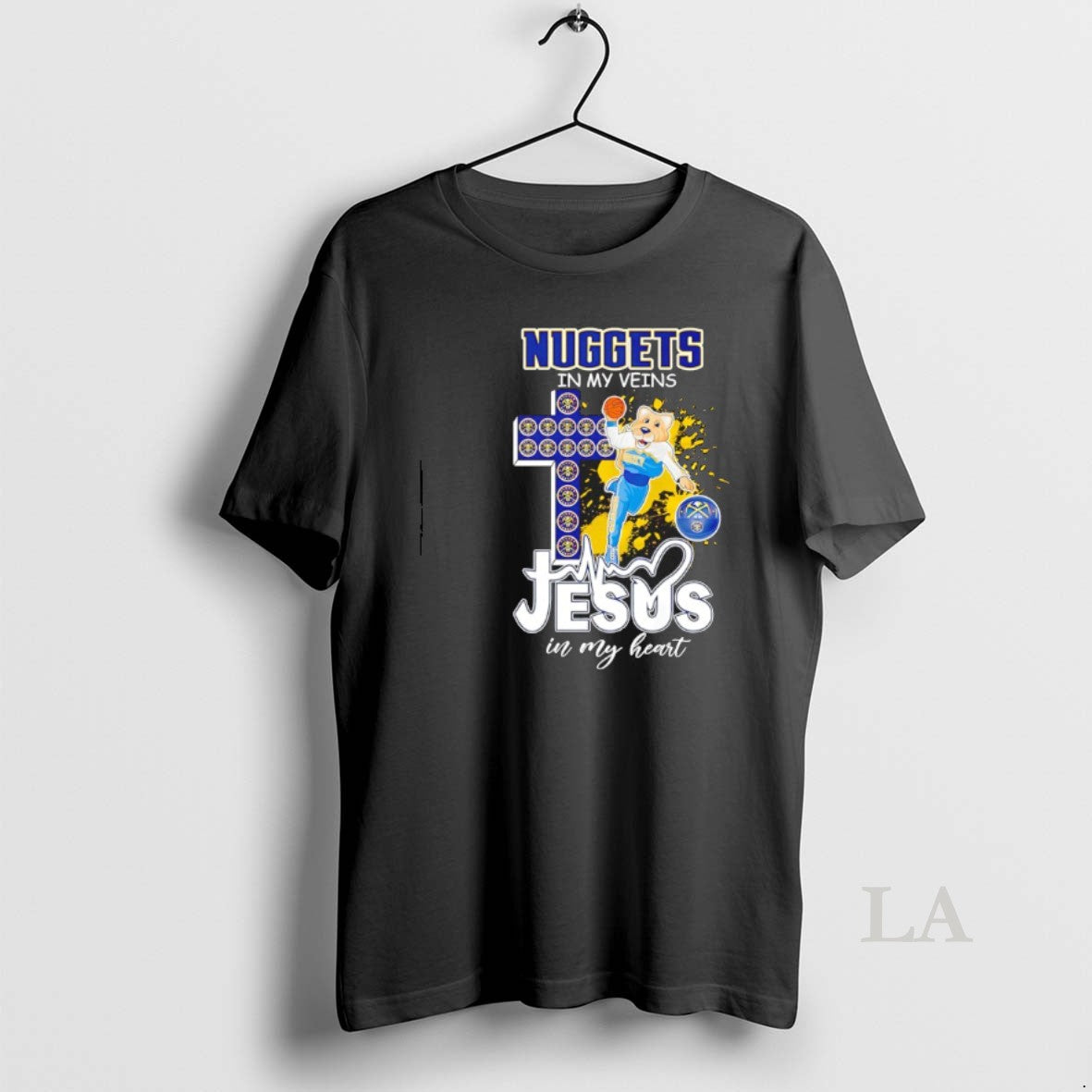 Original Denver Nuggets In My Veins Jesus In My Heart Mascot T-Shirts, Hoodie, Sweatshirt | ZylaModa.com