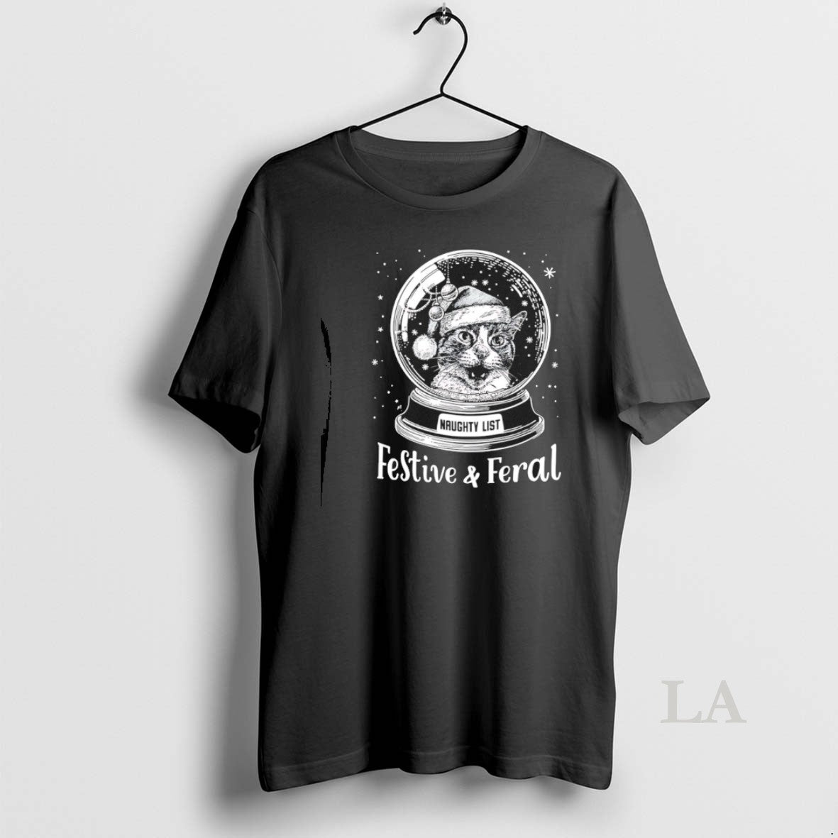 Original Festive And Feral Cat Naughty List T-Shirts, Hoodie, Sweatshirt | ZylaModa.com