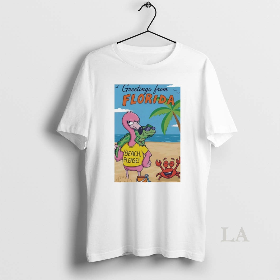 Original Greetings From Florida Pink Flamingo Iguana Beach Please Happy Crab T-Shirts, Hoodie, Sweatshirt | ZylaModa.com
