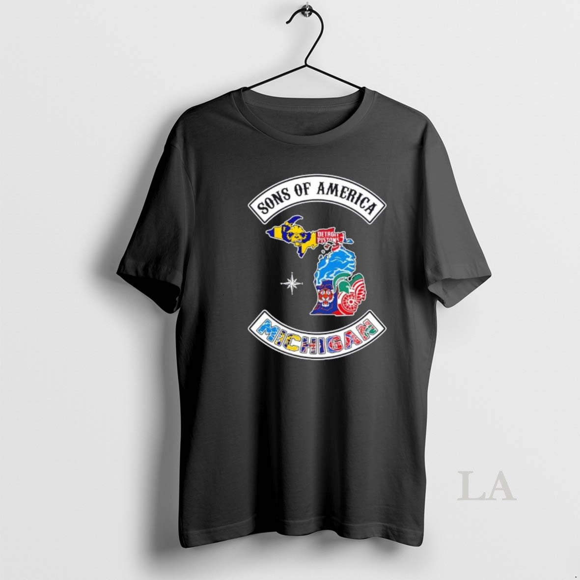 Original Son Of America Michigan Map Sports Logos Combine T-Shirts, Hoodie, Sweatshirt | ZylaModa.com