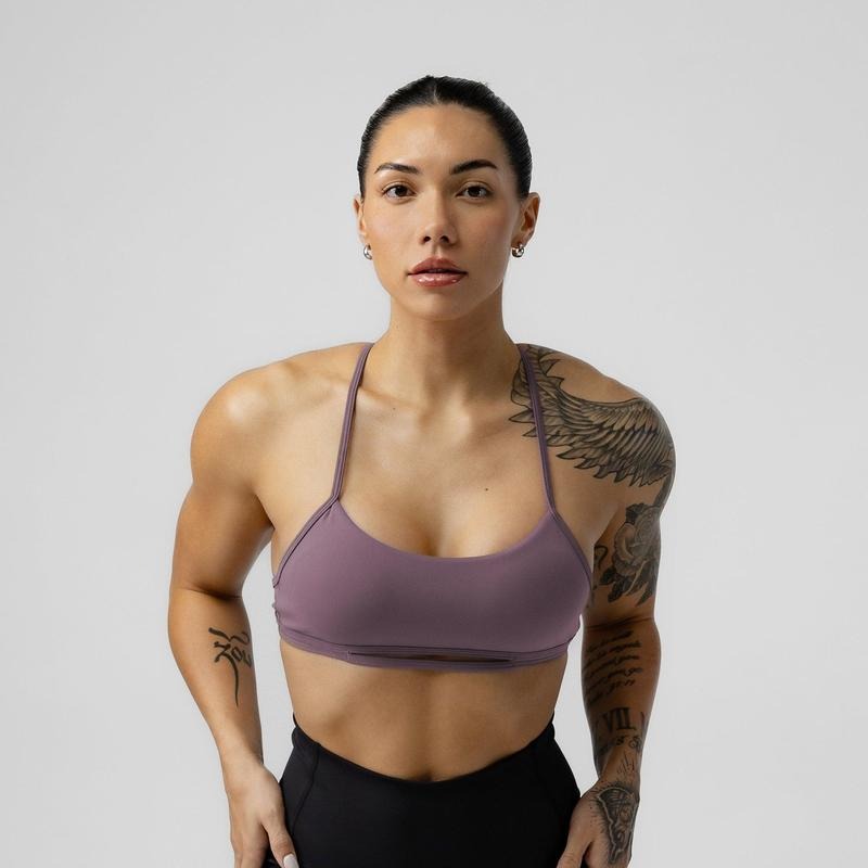 Orchid Plain Pattern Women's Strategy Bra - Low to Medium Support for Indoor/Outdoor Training, Removable Cups and Cooling...