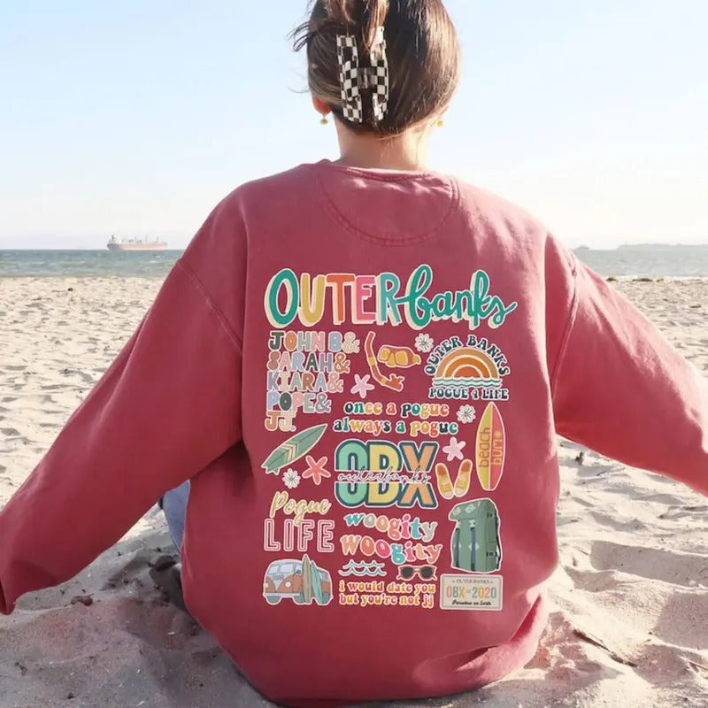Outer Banks Crewneck Sweatshirt With Inspirational Back Quotes T-Shirts, Hoodie | ZylaModa.com