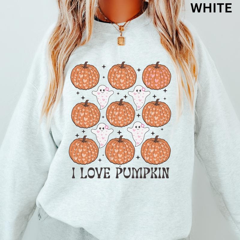 Oversized Pumpkin Crewneck, I love Pumpkin Crewneck, Fall Pumpkin Sweatshirt, Graphic Oversized Halloween Graphic...