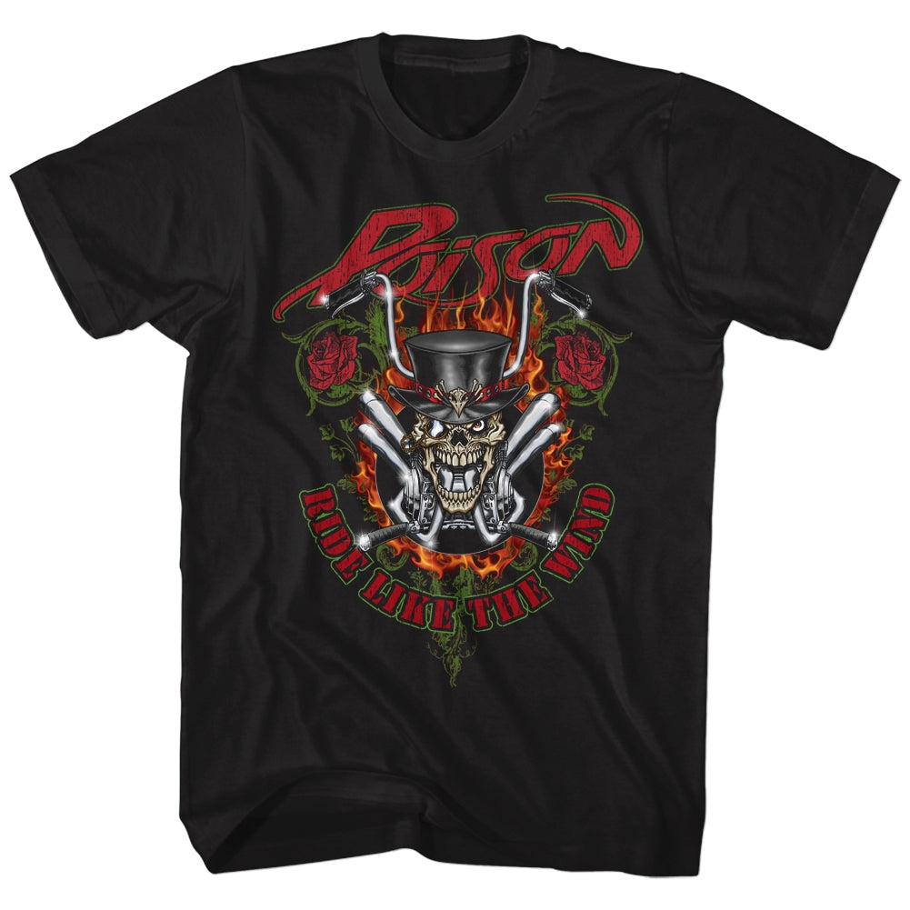 Poison Mens S/S T-Shirt - Ride Like The Wind - Solid Black Hoodie, Sweatshirt | ZylaModa.com
