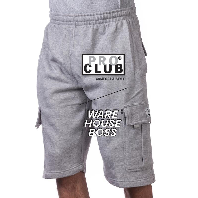 PROCLUB Men's Heavyweight Fleece Cargo Shorts PRO CLUB 6 Pockets Relaxed Fit Sweat Shorts Plain Casual Shorts Hip Hop...