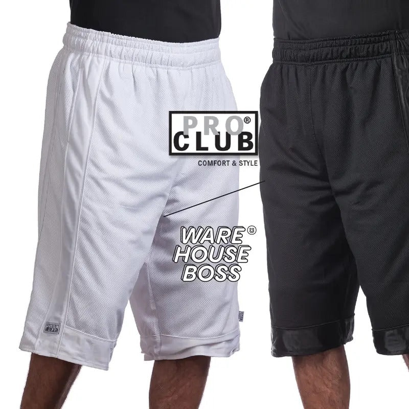 PROCLUB Men's Heavyweight Mesh Shorts PRO CLUB Baseketball Shorts Casual Elastic Gym Athletic Shorts Loose Fit Shorts Hip...