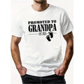 "PROMOTED TO GRANDPA" letter printed men's round neck short sleeve cotton T-shirt, comfortable and breathable, casual...