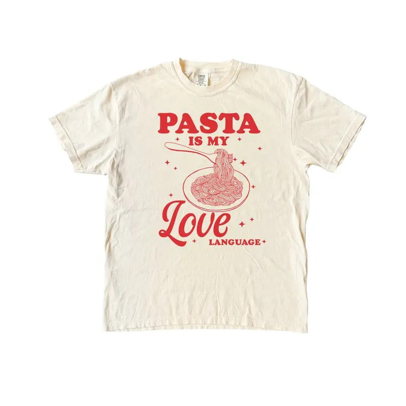 Pasta Is My Love Language T-Shirt, Retro Valentines Day Shirt, Comfort Colors Shirt, Funny Unisex Fit Shirts, Vintage...