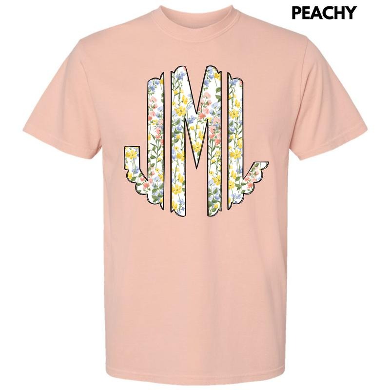 Pastel Blooms Monogram Comfort Colors T-Shirt 'NLB' Hoodie, Sweatshirt | ZylaModa.com