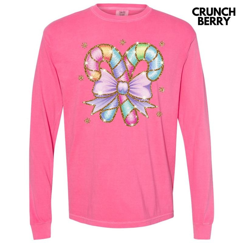 Pastel Candy Canes Long Sleeve Comfort Colors T-Shirt 'NLB' Hoodie, Sweatshirt | ZylaModa.com