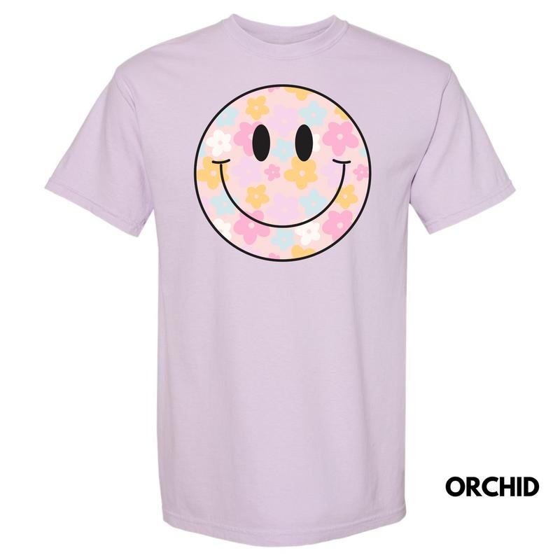 Pastel Flowers Happy Face Comfort Colors T-Shirt 'NLB' Hoodie, Sweatshirt | ZylaModa.com