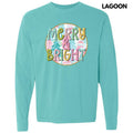 Pastel Merry & Bright Trees Long Sleeve Comfort Colors T-Shirt 'NLB' Hoodie, Sweatshirt | ZylaModa.com