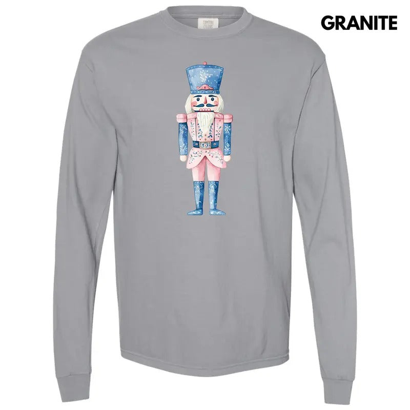 Pastel Nutcracker Long Sleeve Comfort Colors T-Shirt 'NLB' Hoodie, Sweatshirt | ZylaModa.com