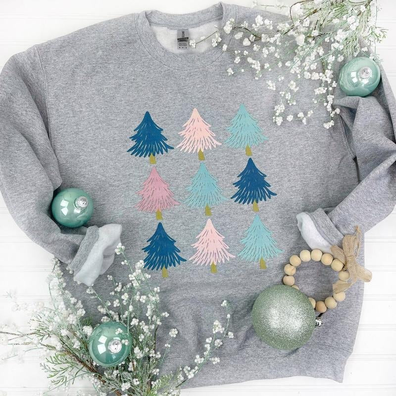 Pastel Tree Collage Sweatshirt T-Shirts, Hoodie | ZylaModa.com
