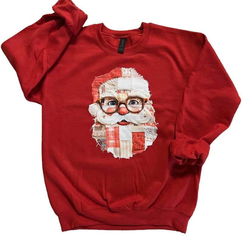 Patchwork Santa on Red Sweatshirt T-Shirts, Hoodie | ZylaModa.com