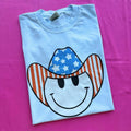 Patriotic Cowboy Happy Face Comfort Colors T-Shirt Hoodie, Sweatshirt | ZylaModa.com
