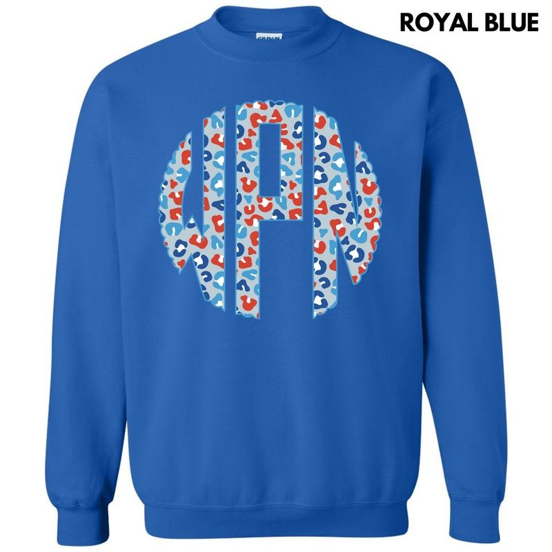 Patriotic Leopard Monogram Sweatshirt 'NLB' T-Shirts, Hoodie | ZylaModa.com
