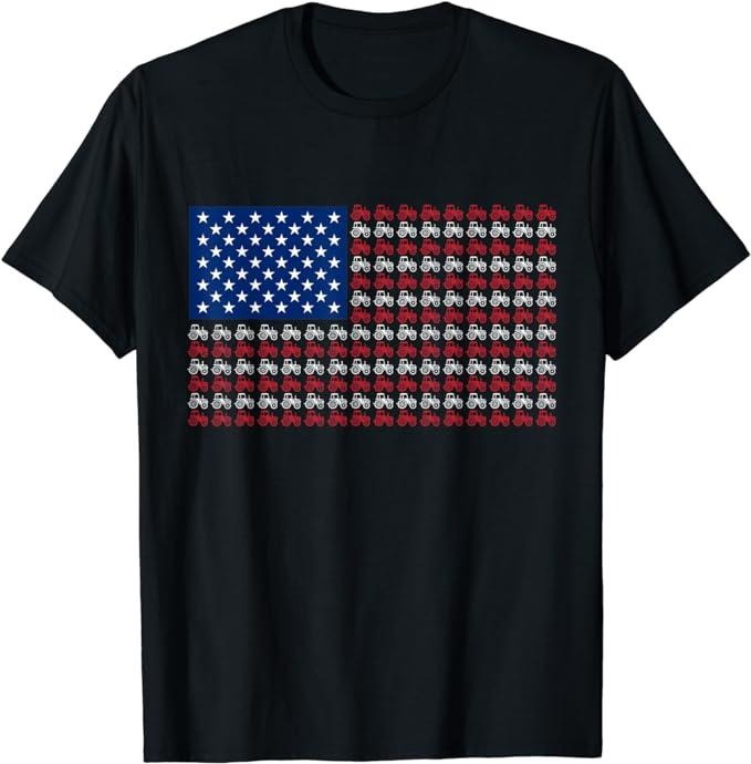 Patriotic Shirts For Men, American Flag USA Tractor Flag T-Shirt Menswear Top Casual Cotton Fashion Basic Hoodie, Sweatshirt