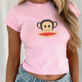 Paul Frank Monkey Baby Tee, Cute Monkey Graphic Baby Tee, Monkey Printed Tee Shirt, Y2K Aesthetic Baby Tee Hoodie, Sweatshirt