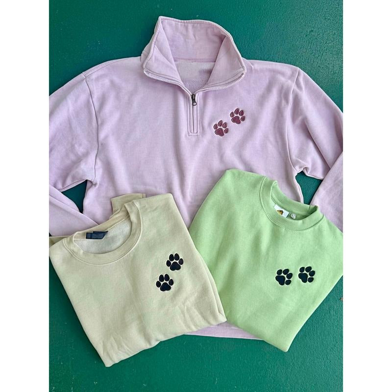 Paw Embroidered QZ Pullover or Sweatshirt (Multiple Options) T-Shirts, Hoodie | ZylaModa.com