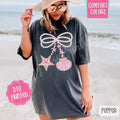 Pearl Shell Bow Comfort Colors Tshirt, Cute Summer Tee, Girly Beach Shirt Hoodie, Sweatshirt | ZylaModa.com