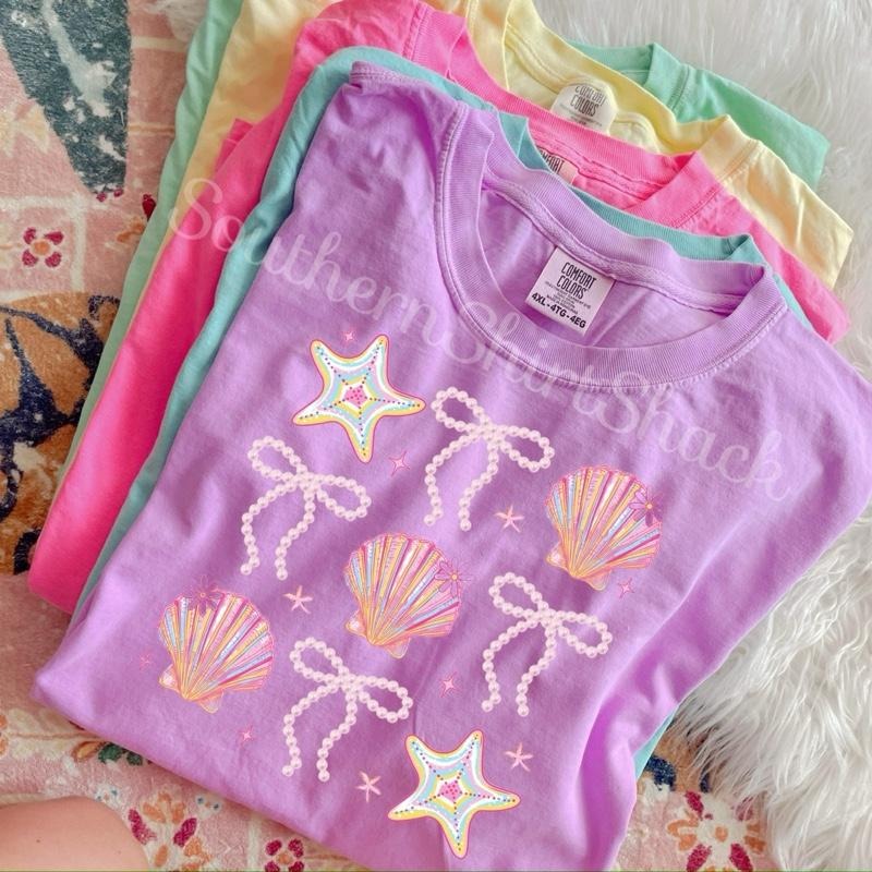 Pearls Starfish And Shells t shirt  | neon violet  comfort colors t shirt Hoodie, Sweatshirt | ZylaModa.com