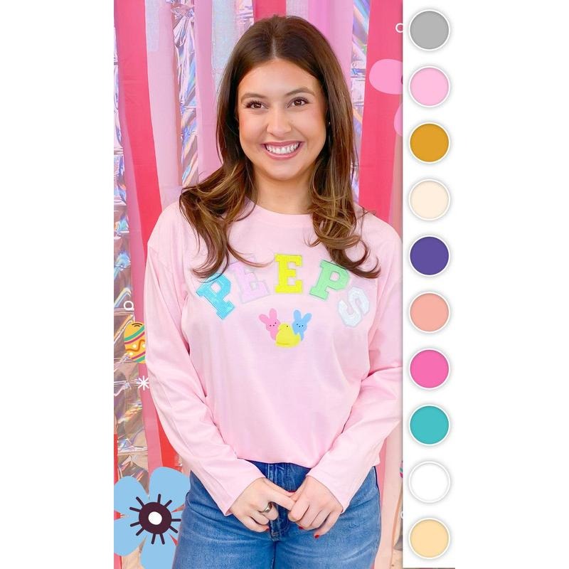Peeps Sequin Easter Graphic Long Sleeve T-Shirt Hoodie, Sweatshirt | ZylaModa.com