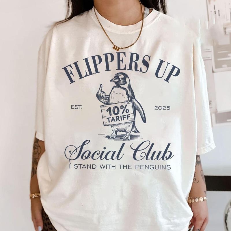 Penguins Flippers Up Social Club Shirt I Stand With The Penguins Funny Penguin Shirt Funny Saying Penguins Tariff Funny...