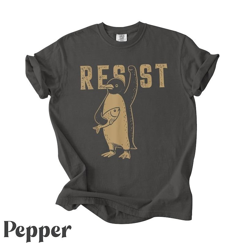 Penguins Resist Shirt, Penguins Against Tariffs Shirt, Funny Anti DT Shirt, Resist Shirt Hoodie, Sweatshirt | ZylaModa.com